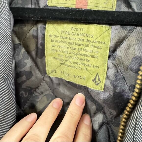 Volcom VS1 Grey Hooded Warm Jacket Coat Mens L - Picture 9 of 10